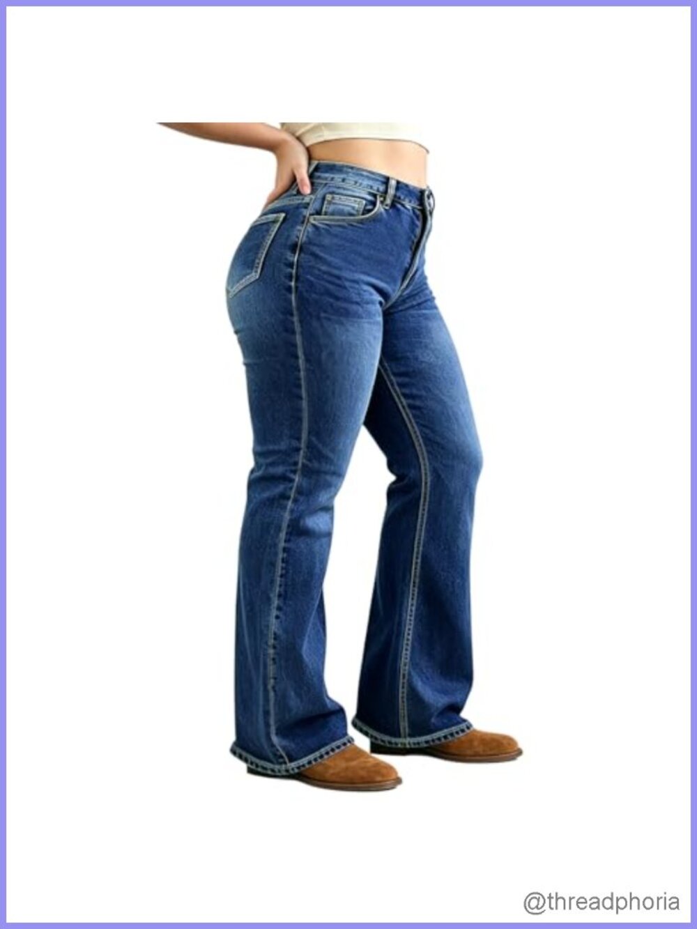Plus Size Bootcut Stretch Waist Flare Jeans High Rise Denim Women